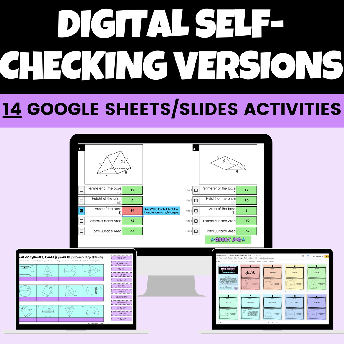 Volume and Surface Area Digital Activities and Worksheets 8th Grade Ma ...