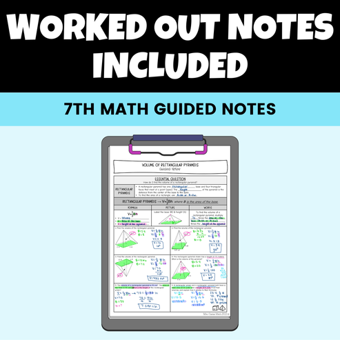 Volume of Prisms and Pyramids Guided Notes Lessons 7th Grade Math ...