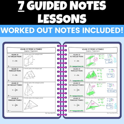 Volume of Prisms and Pyramids Differentiated Worksheets BUNDLE 7th Grade Math